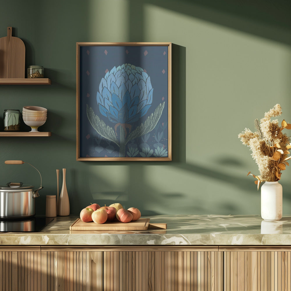 Artichoke dark blue - Stretched Canvas, Poster or Fine Art Print I Heart Wall Art