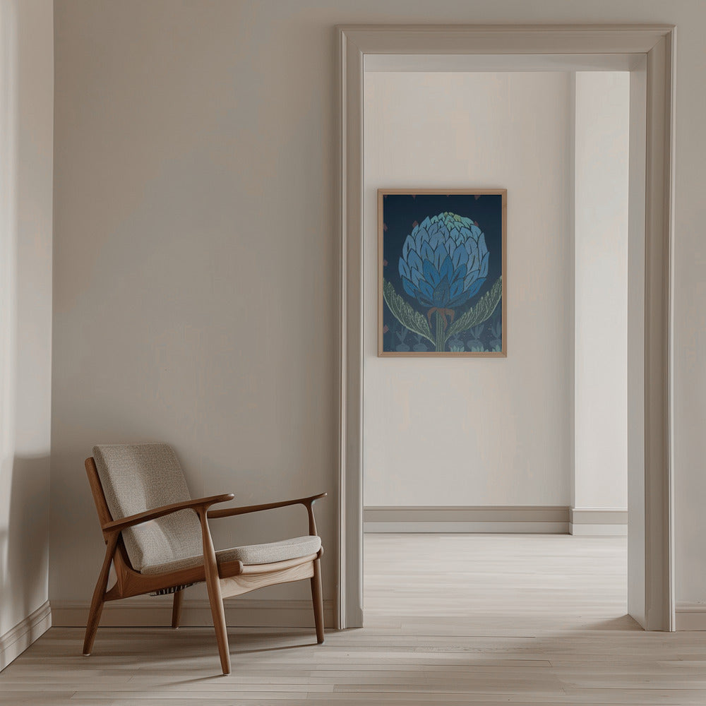 Artichoke dark blue - Stretched Canvas, Poster or Fine Art Print I Heart Wall Art