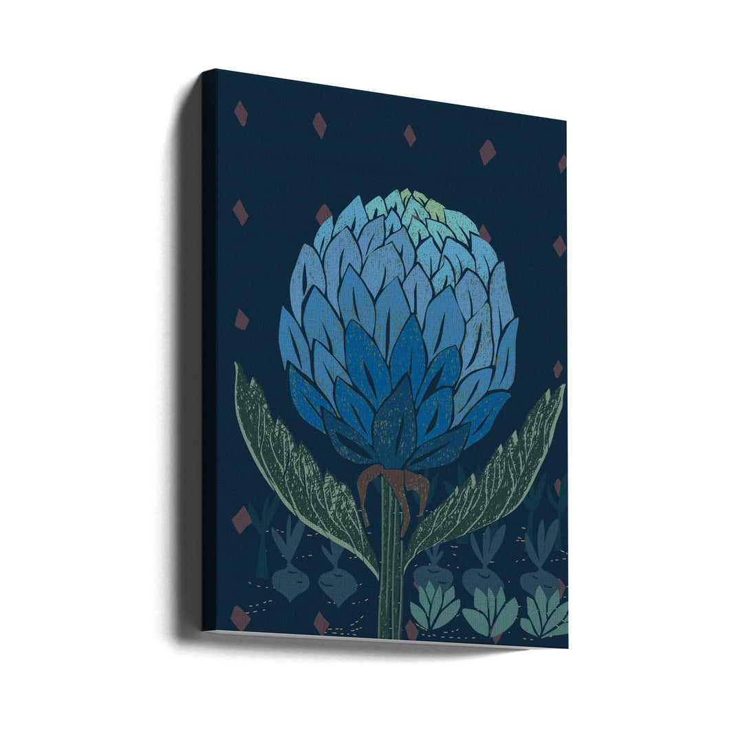 Artichoke dark blue - Stretched Canvas, Poster or Fine Art Print I Heart Wall Art