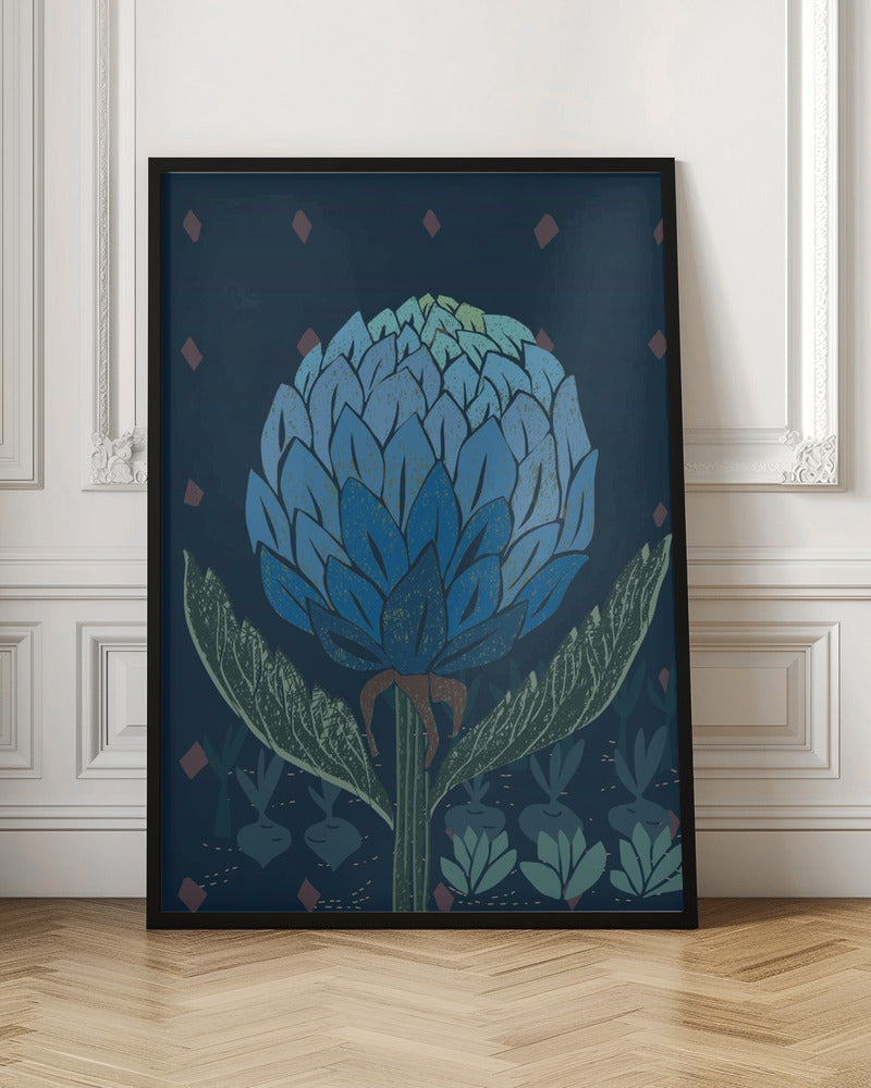 Artichoke dark blue - Stretched Canvas, Poster or Fine Art Print I Heart Wall Art
