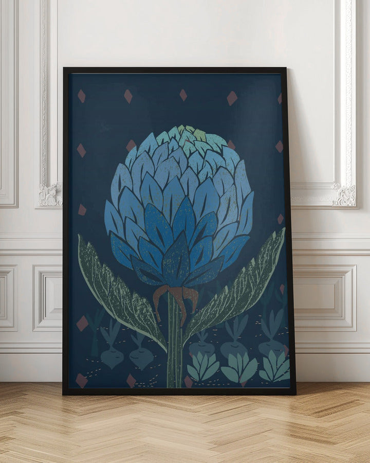 Artichoke dark blue - Stretched Canvas, Poster or Fine Art Print I Heart Wall Art
