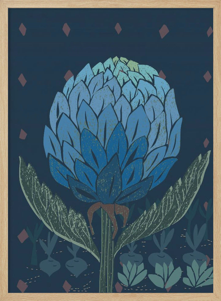 Artichoke dark blue - Stretched Canvas, Poster or Fine Art Print I Heart Wall Art