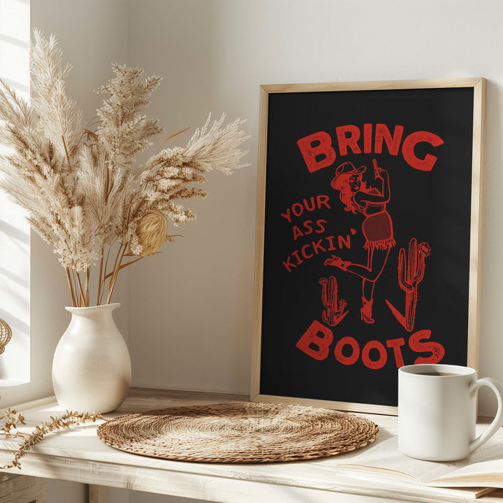 Ass Kickin Boots.png - Stretched Canvas, Poster or Fine Art Print I Heart Wall Art