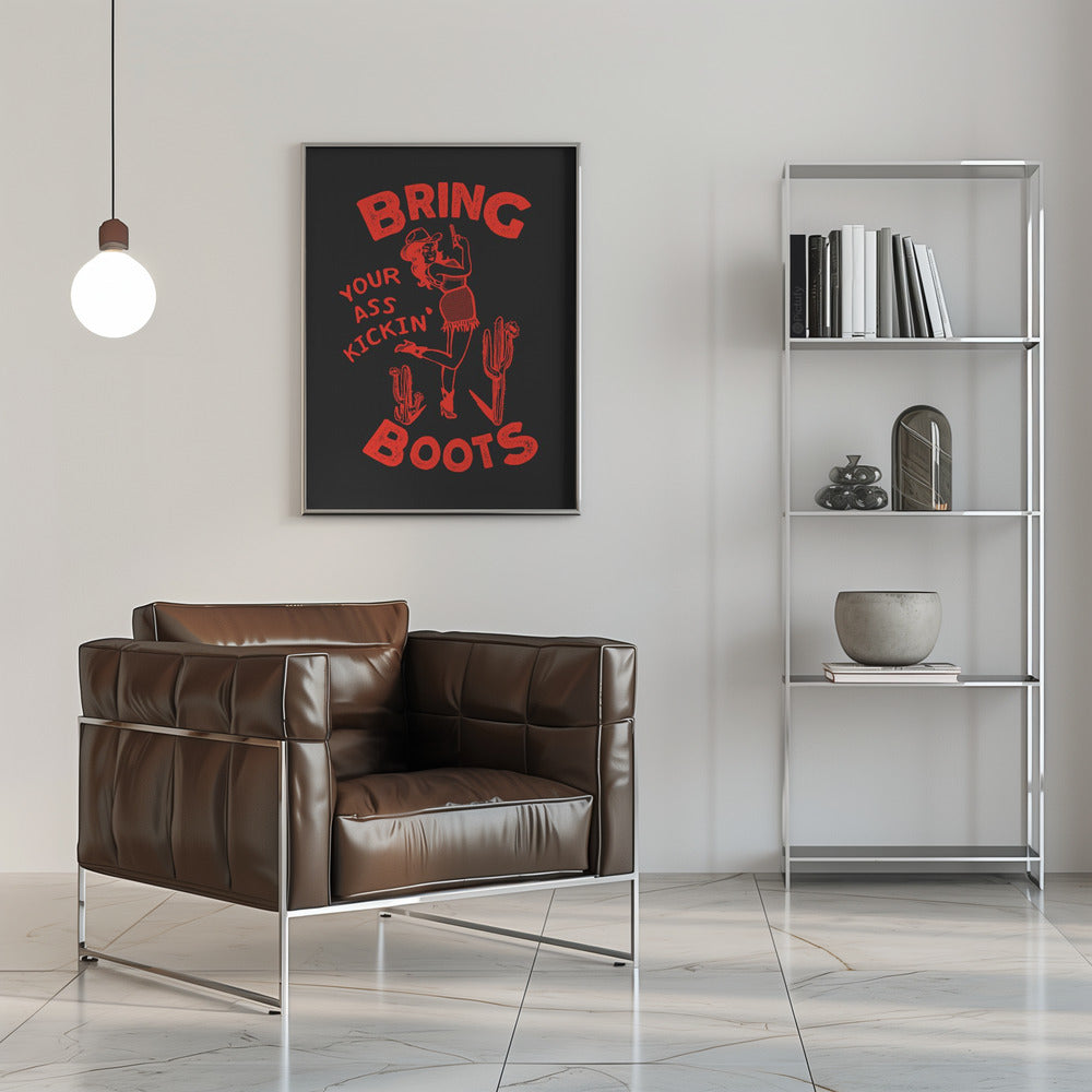 Ass Kickin Boots.png - Stretched Canvas, Poster or Fine Art Print I Heart Wall Art