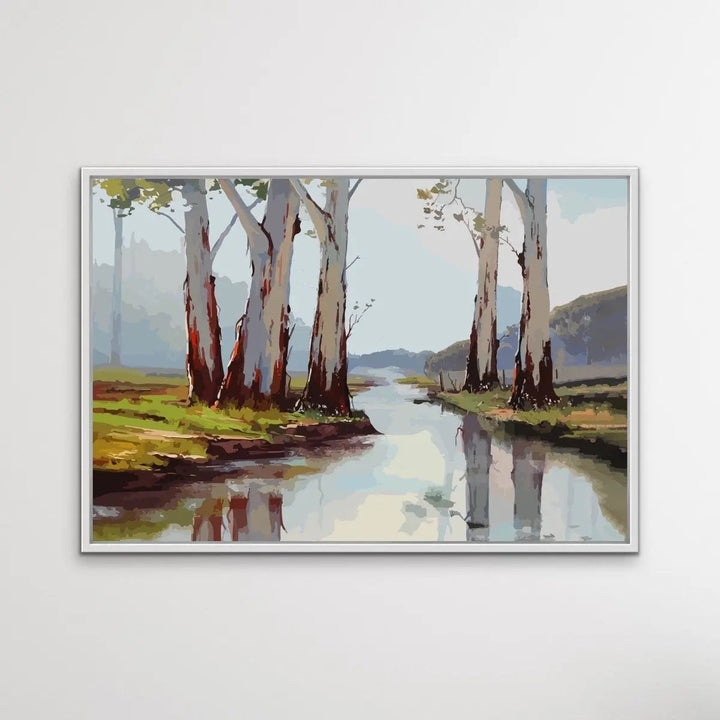 At The Creek - Australian Landscape Eucalyptus Gum Tree Print - I Heart Wall Art - Poster Print, Canvas Print or Framed Art Print