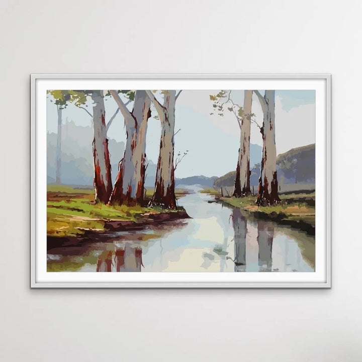 At The Creek - Australian Landscape Eucalyptus Gum Tree Print - I Heart Wall Art - Poster Print, Canvas Print or Framed Art Print