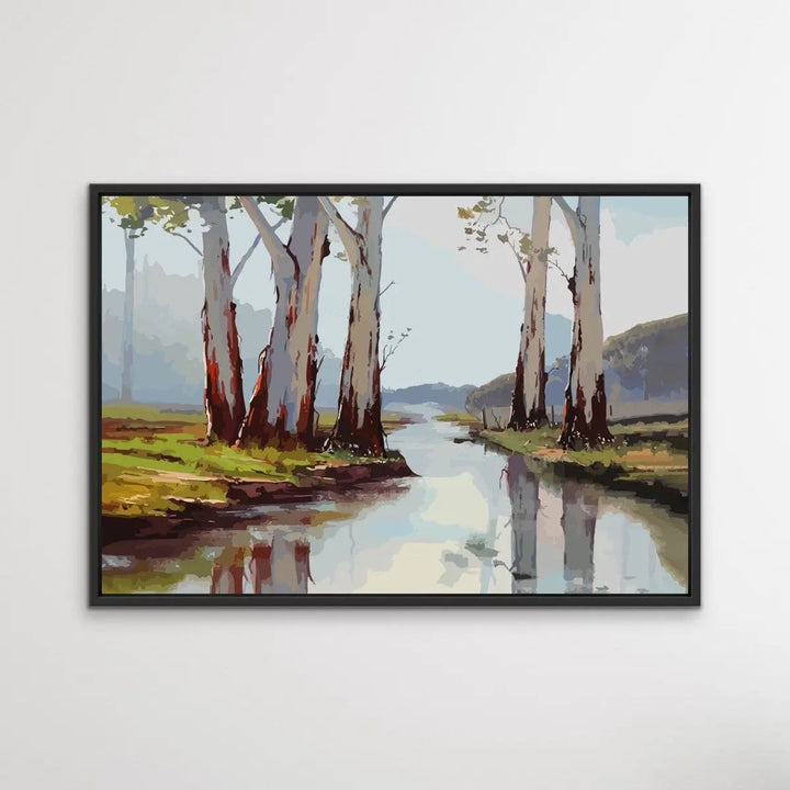 At The Creek - Australian Landscape Eucalyptus Gum Tree Print - I Heart Wall Art - Poster Print, Canvas Print or Framed Art Print