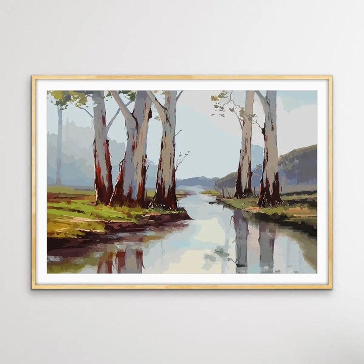 At The Creek - Australian Landscape Eucalyptus Gum Tree Print - I Heart Wall Art - Poster Print, Canvas Print or Framed Art Print