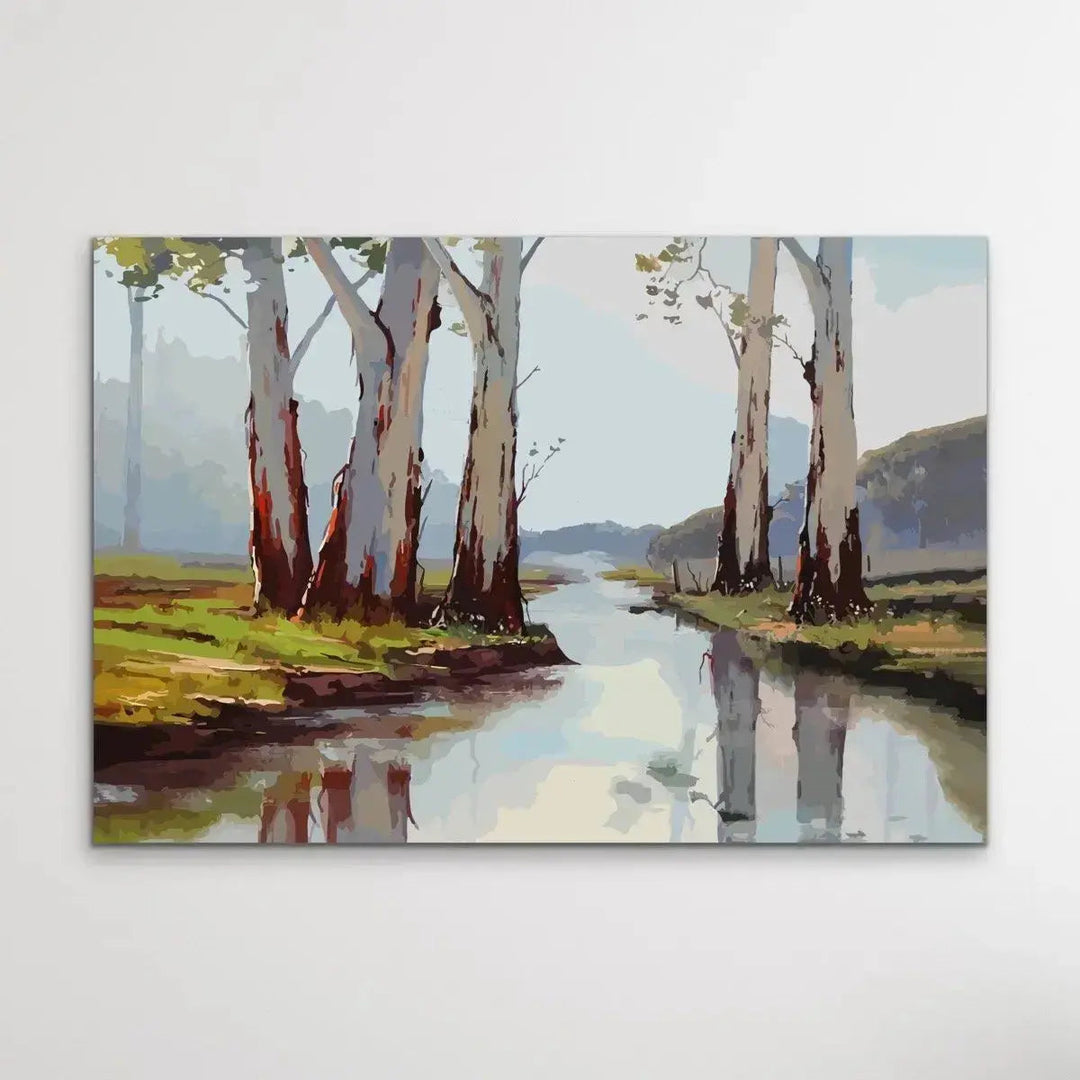 At The Creek - Australian Landscape Eucalyptus Gum Tree Print - I Heart Wall Art - Poster Print, Canvas Print or Framed Art Print