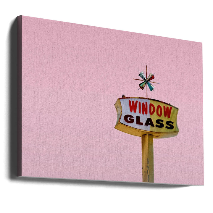 Atomic Pink Starburst Vintage Sign - Stretched Canvas, Poster or Fine Art Print I Heart Wall Art