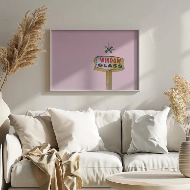 Atomic Pink Starburst Vintage Sign - Stretched Canvas, Poster or Fine Art Print I Heart Wall Art
