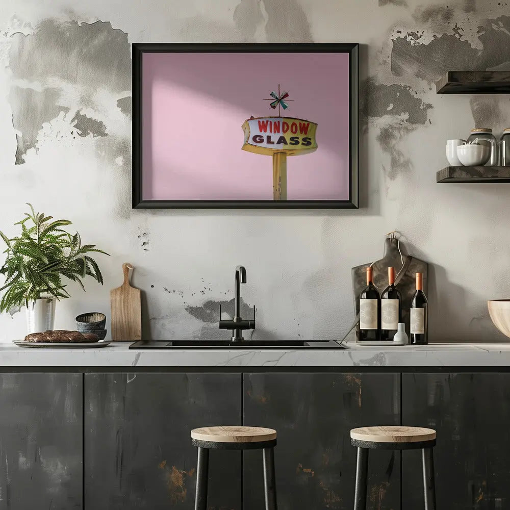 Atomic Pink Starburst Vintage Sign - Stretched Canvas, Poster or Fine Art Print I Heart Wall Art