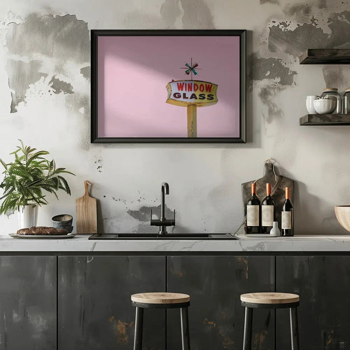 Atomic Pink Starburst Vintage Sign - Stretched Canvas, Poster or Fine Art Print I Heart Wall Art