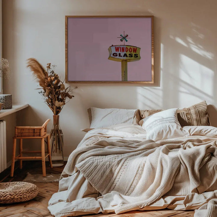 Atomic Pink Starburst Vintage Sign - Stretched Canvas, Poster or Fine Art Print I Heart Wall Art