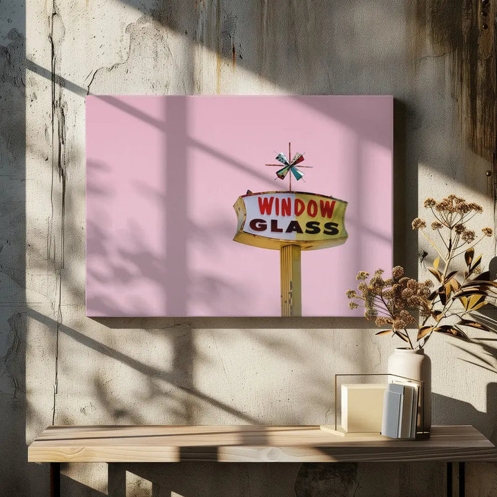 Atomic Pink Starburst Vintage Sign - Stretched Canvas, Poster or Fine Art Print I Heart Wall Art