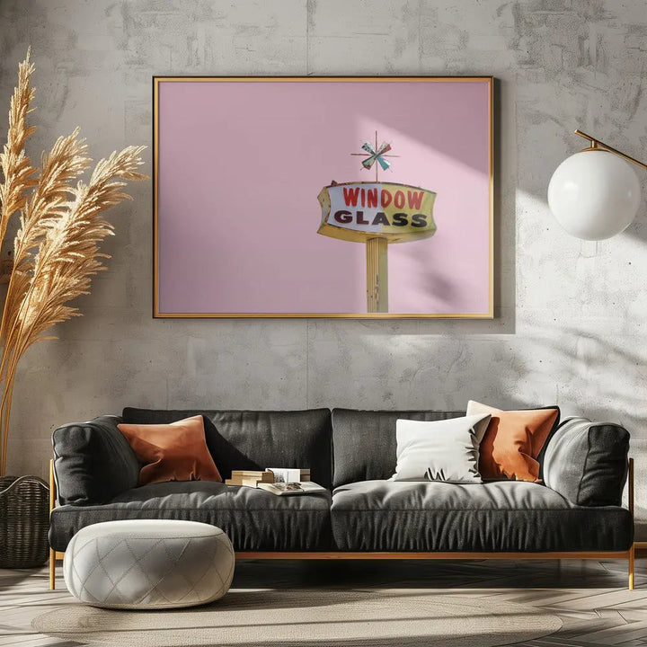 Atomic Pink Starburst Vintage Sign - Stretched Canvas, Poster or Fine Art Print I Heart Wall Art