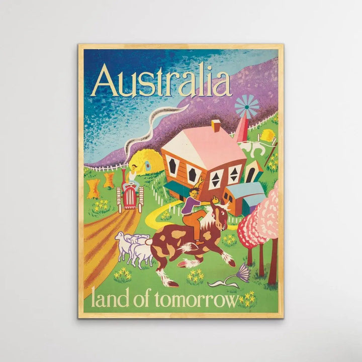 Australia Land Of Tomorrow Vintage Travel Poster - I Heart Wall Art - Poster Print, Canvas Print or Framed Art Print