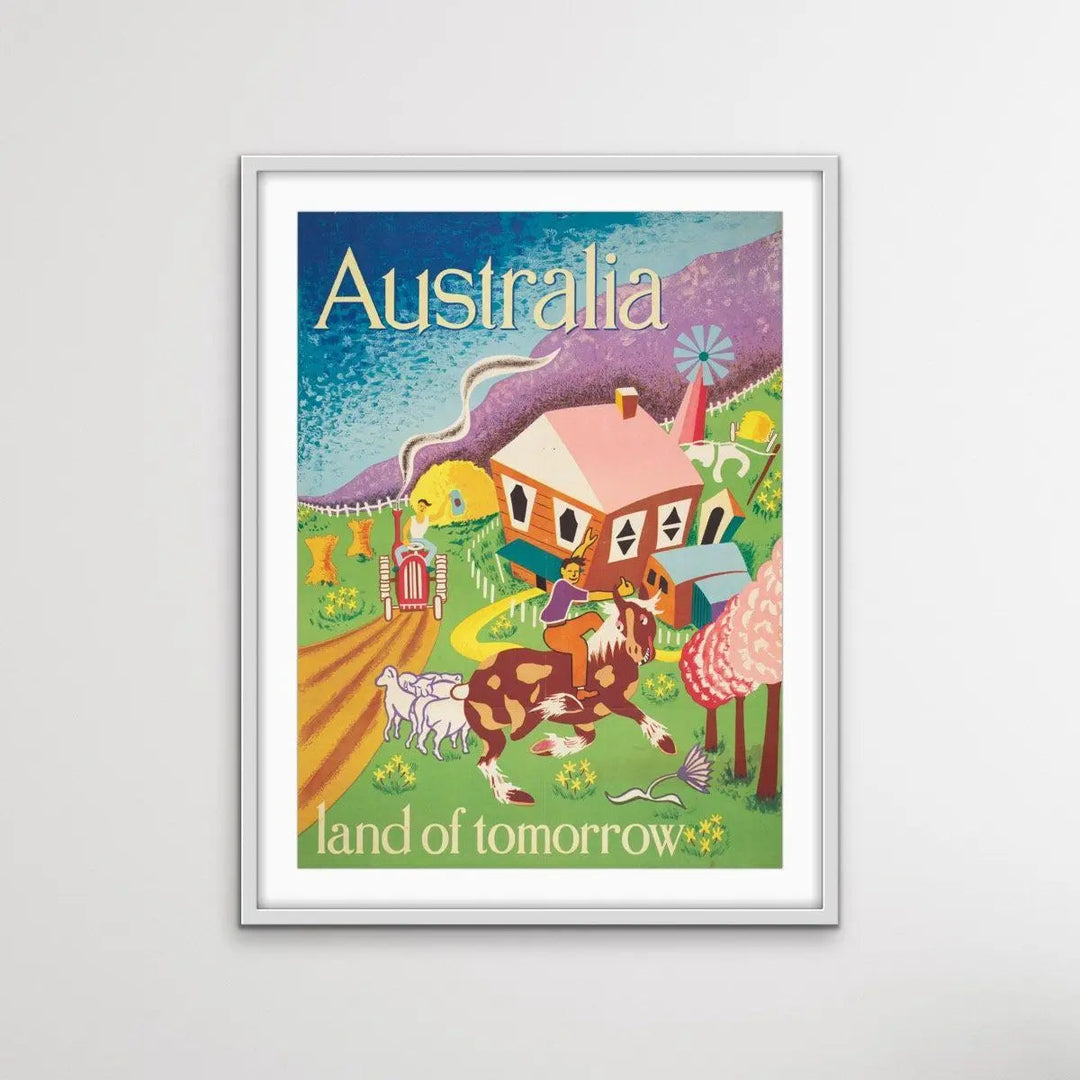 Australia Land Of Tomorrow Vintage Travel Poster - I Heart Wall Art - Poster Print, Canvas Print or Framed Art Print