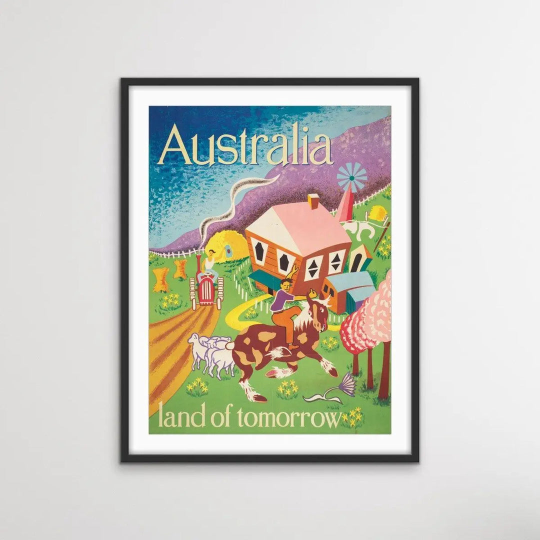 Australia Land Of Tomorrow Vintage Travel Poster - I Heart Wall Art - Poster Print, Canvas Print or Framed Art Print