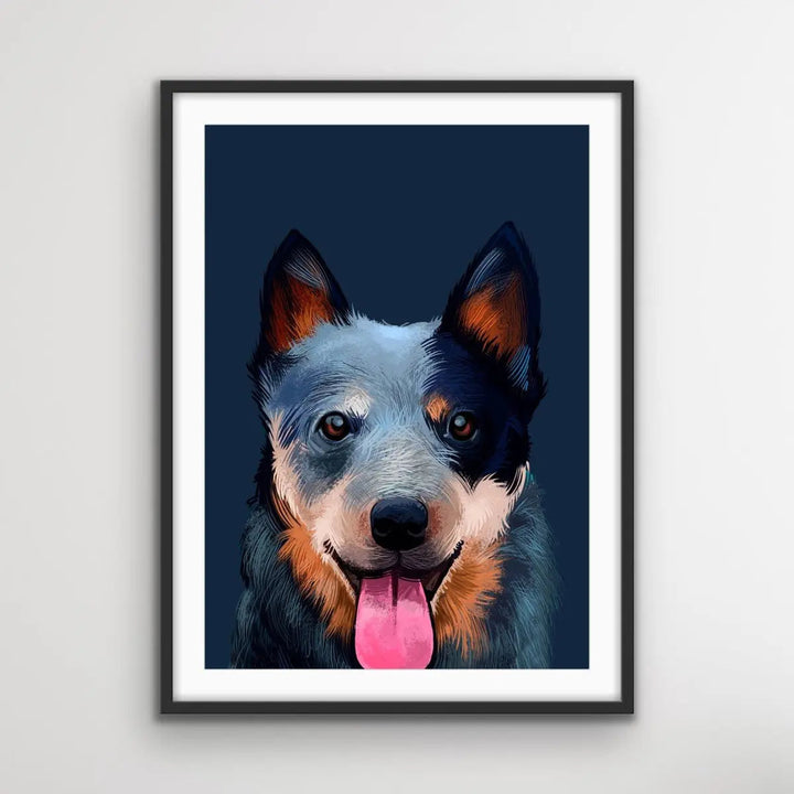 Australian Cattle Dog Landscape Art Print Stretched Canvas Wall Art - I Heart Wall Art - Poster Print, Canvas Print or Framed Art Print