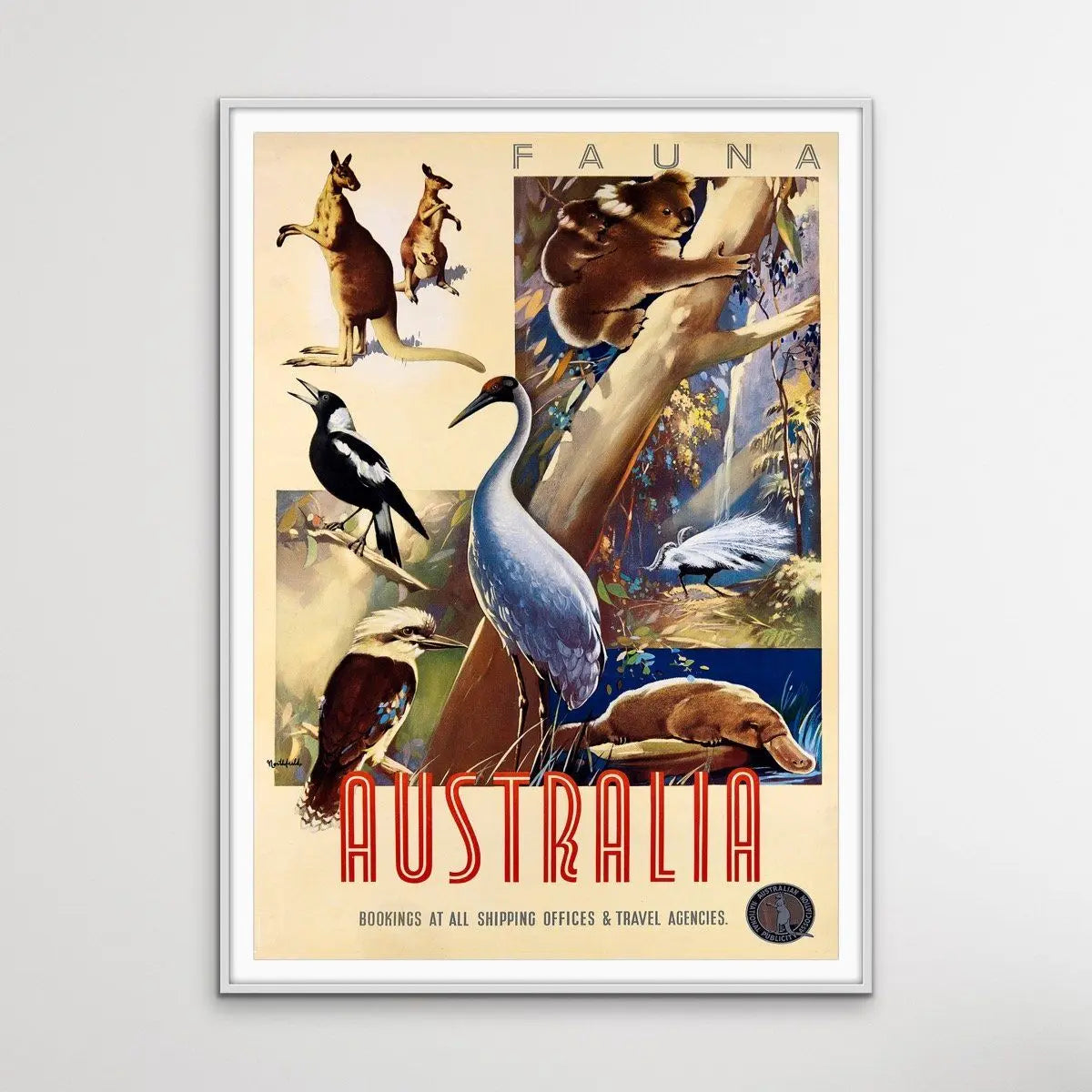 Australian Fauna - Vintage Travel Poster - I Heart Wall Art - Poster Print, Canvas Print or Framed Art Print
