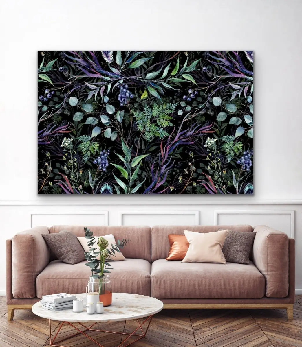 Australian Forest - Dark Blue and Green Foliage Stretched Canvas Print - I Heart Wall Art - Poster Print, Canvas Print or Framed Art Print
