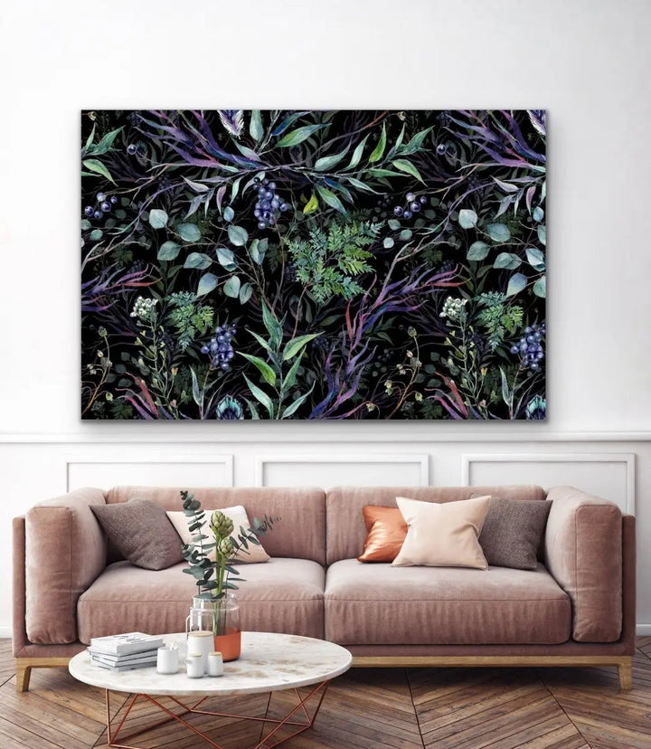 Australian Forest - Dark Blue and Green Foliage Stretched Canvas Print - I Heart Wall Art - Poster Print, Canvas Print or Framed Art Print