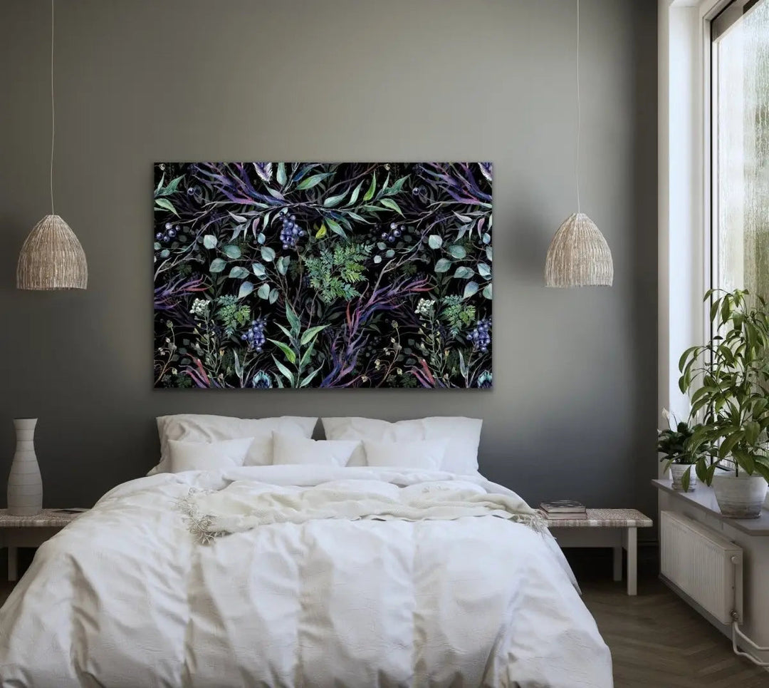Australian Forest - Dark Blue and Green Foliage Stretched Canvas Print - I Heart Wall Art - Poster Print, Canvas Print or Framed Art Print