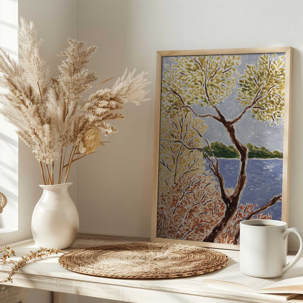 Autumn By The Lake - Stretched Canvas, Poster or Fine Art Print - I Heart Wall Art - Poster Print, Canvas Print or Framed Art Print