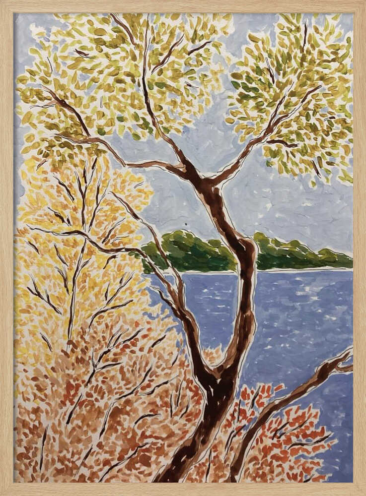 Autumn By The Lake - Stretched Canvas, Poster or Fine Art Print - I Heart Wall Art - Poster Print, Canvas Print or Framed Art Print
