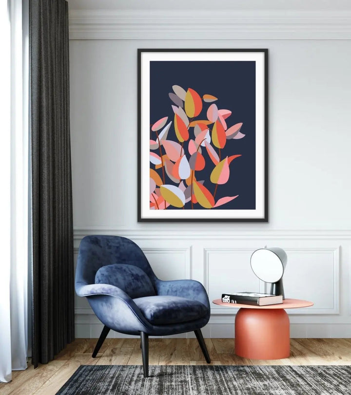 Autumn Colours - Blue Red Yellow Art Original Print - I Heart Wall Art - Poster Print, Canvas Print or Framed Art Print