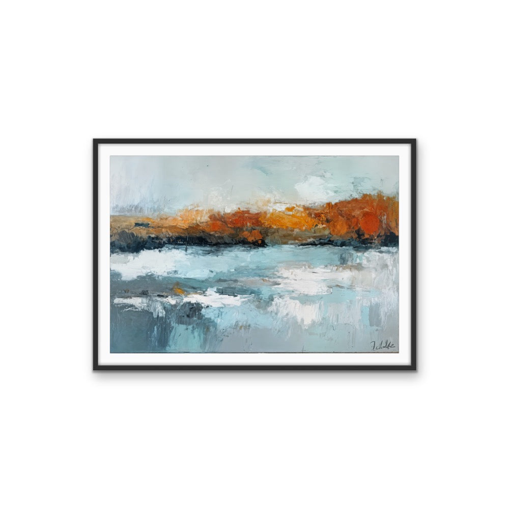 Autumn Lake - Abstract Autumn Colour Landscape, Stretched Canvas or Wall Art Print I Heart Wall Art