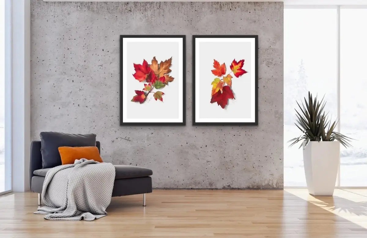 Autumn Leaves I and II - Two Piece Set of Botanical Illustrations By Mary Vaux Walcott - I Heart Wall Art - Poster Print, Canvas Print or Framed Art Print
