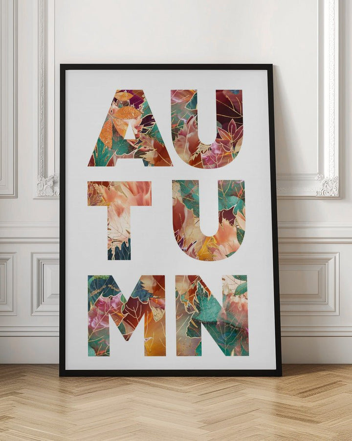 Autumn Leaves typography - Stretched Canvas, Poster or Fine Art Print - I Heart Wall Art - Poster Print, Canvas Print or Framed Art Print