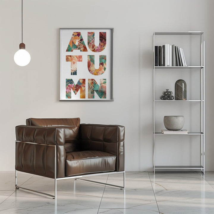 Autumn Leaves typography - Stretched Canvas, Poster or Fine Art Print - I Heart Wall Art - Poster Print, Canvas Print or Framed Art Print
