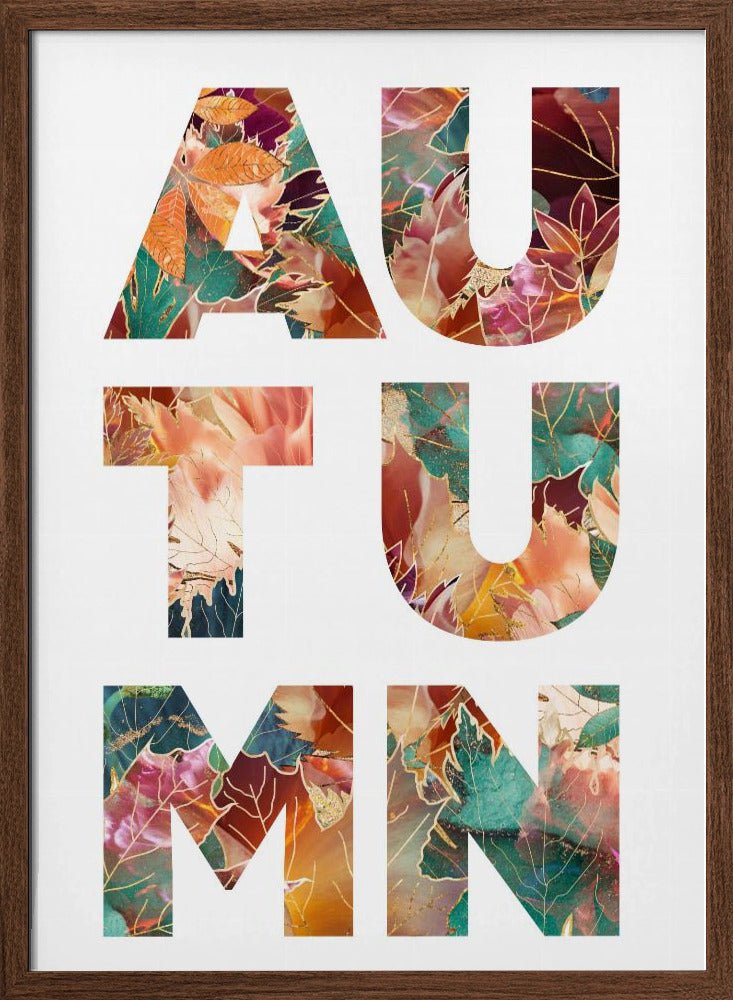 Autumn Leaves typography - Stretched Canvas, Poster or Fine Art Print - I Heart Wall Art - Poster Print, Canvas Print or Framed Art Print