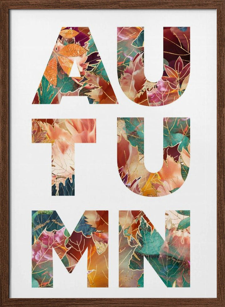 Autumn Leaves typography - Stretched Canvas, Poster or Fine Art Print - I Heart Wall Art - Poster Print, Canvas Print or Framed Art Print