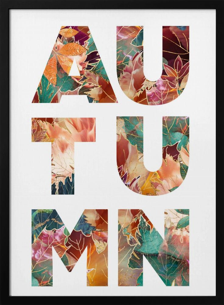 Autumn Leaves typography - Stretched Canvas, Poster or Fine Art Print - I Heart Wall Art - Poster Print, Canvas Print or Framed Art Print
