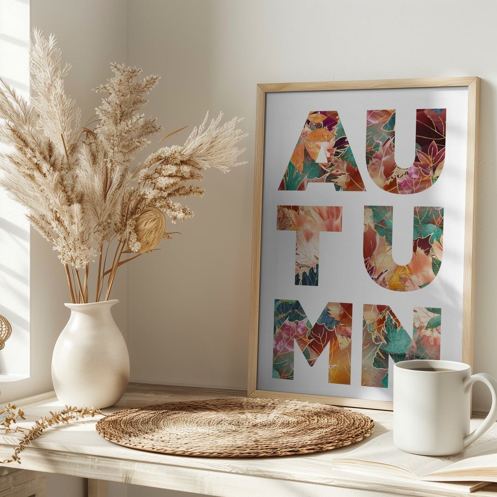 Autumn Leaves typography - Stretched Canvas, Poster or Fine Art Print - I Heart Wall Art - Poster Print, Canvas Print or Framed Art Print