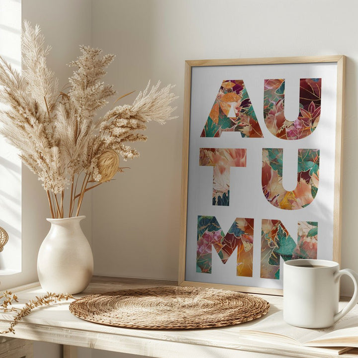 Autumn Leaves typography - Stretched Canvas, Poster or Fine Art Print - I Heart Wall Art - Poster Print, Canvas Print or Framed Art Print