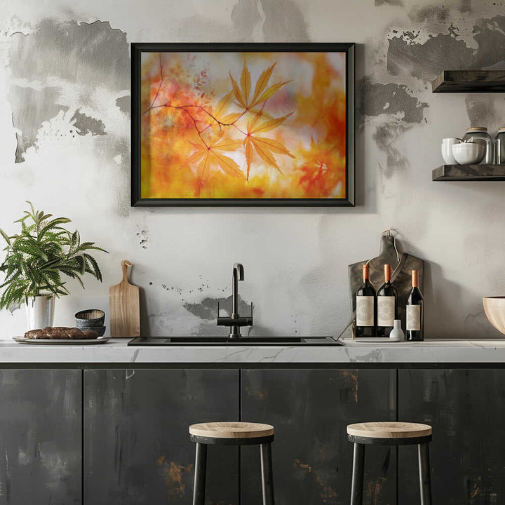 Autumn Maple Glow - Floral Photographic Stretched Canvas Poster or Fine Art Print