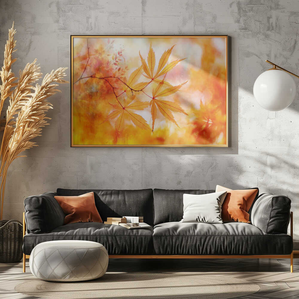 Autumn Maple Glow - Floral Photographic Stretched Canvas Poster or Fine Art Print