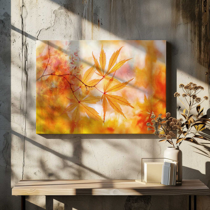 Autumn Maple Glow - Floral Photographic Stretched Canvas Poster or Fine Art Print