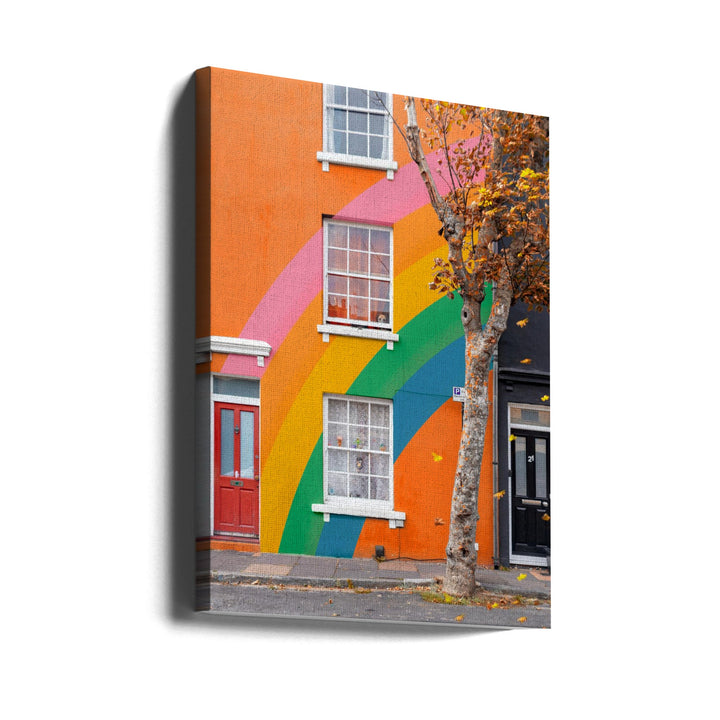 Autumn Rainbow House - Stretched Canvas, Poster or Fine Art Print I Heart Wall Art