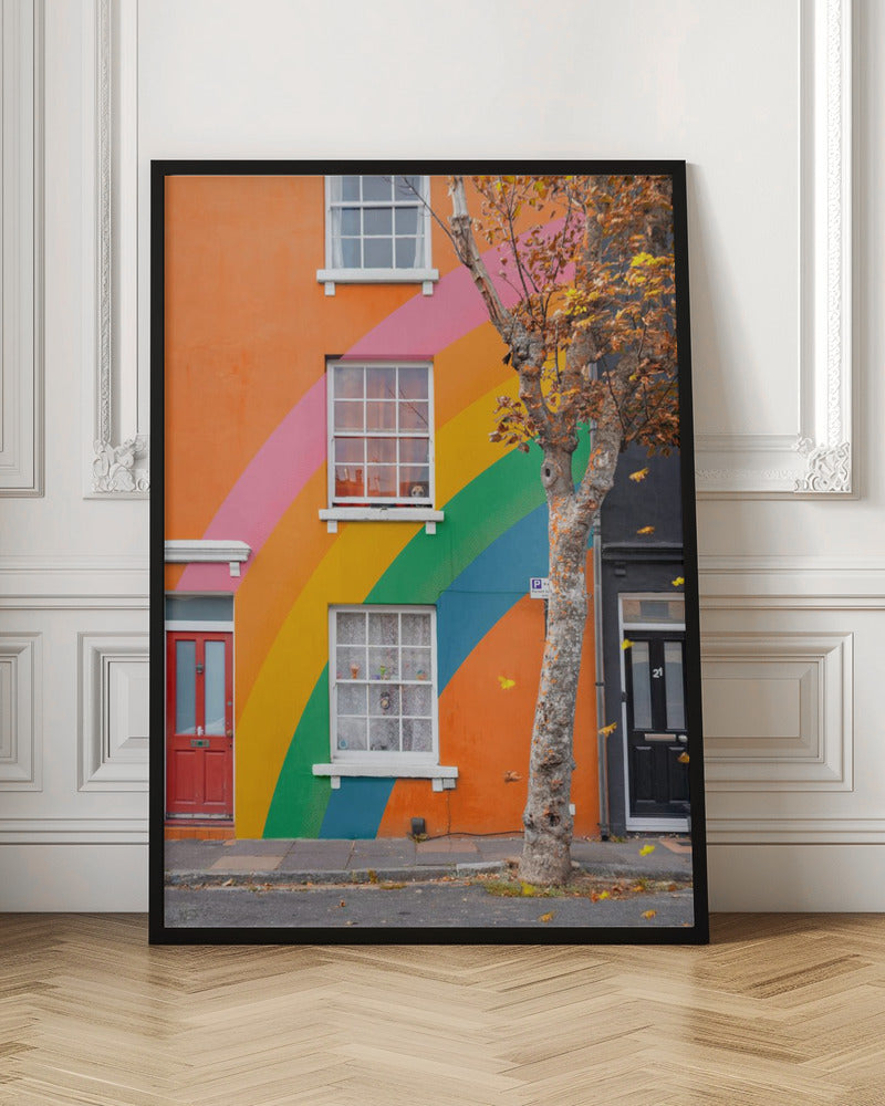 Autumn Rainbow House - Stretched Canvas, Poster or Fine Art Print I Heart Wall Art