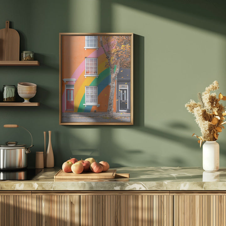 Autumn Rainbow House - Stretched Canvas, Poster or Fine Art Print I Heart Wall Art