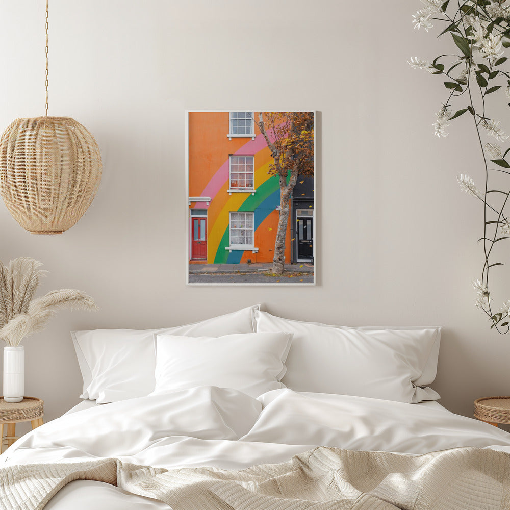 Autumn Rainbow House - Stretched Canvas, Poster or Fine Art Print I Heart Wall Art
