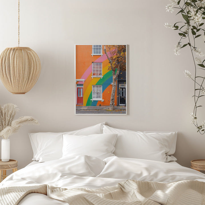 Autumn Rainbow House - Stretched Canvas, Poster or Fine Art Print I Heart Wall Art