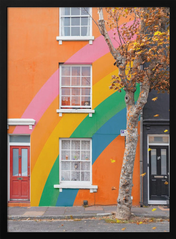 Autumn Rainbow House - Stretched Canvas, Poster or Fine Art Print I Heart Wall Art
