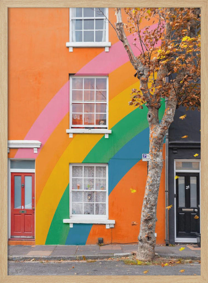 Autumn Rainbow House - Stretched Canvas, Poster or Fine Art Print I Heart Wall Art